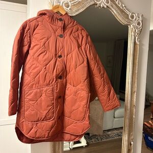 Old Navy Quilted Hooded Jacket in Rust Orange